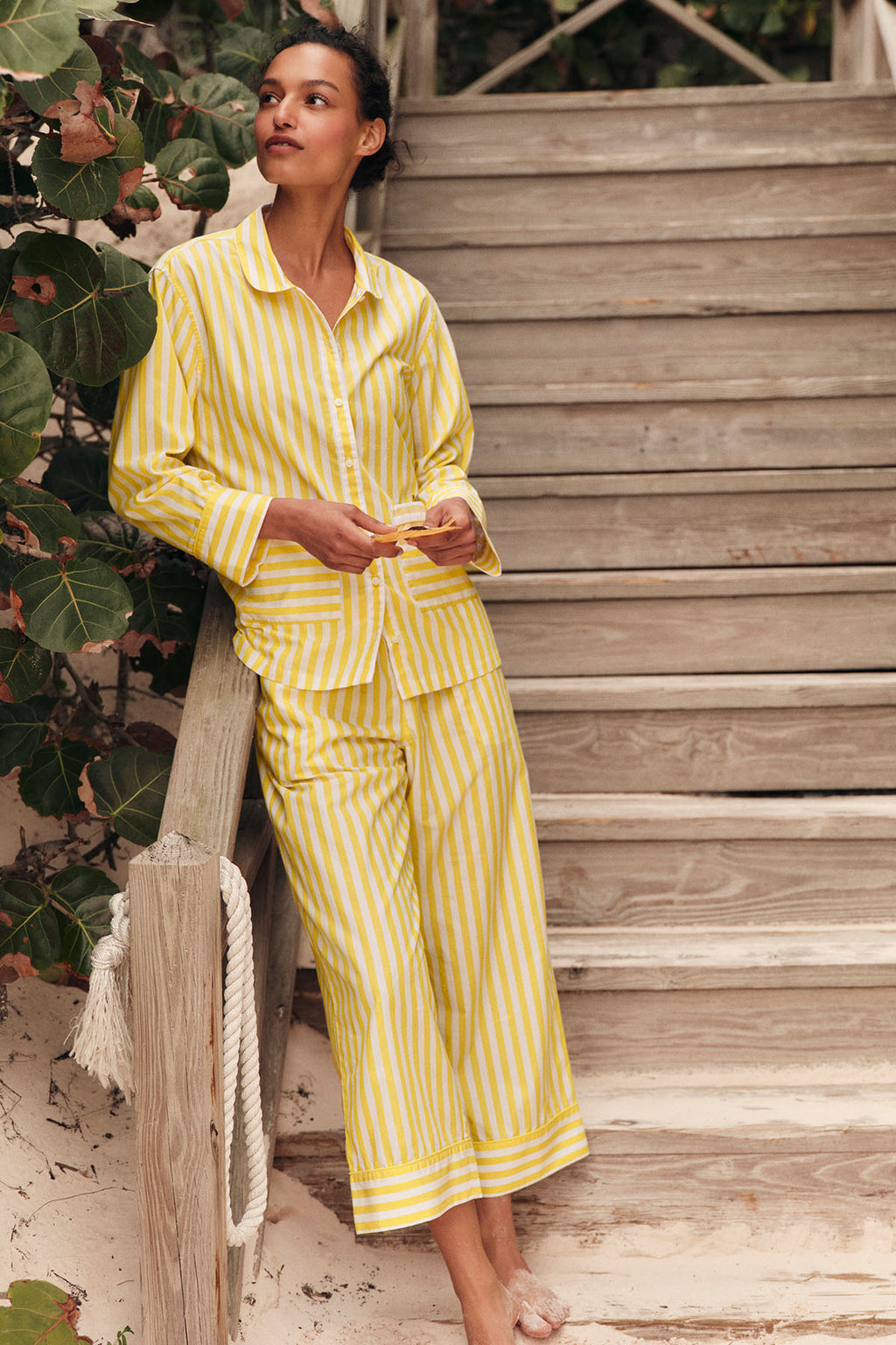 Poplin Piped Long-Long Set in Zest Beam Stripe - Main Image 2