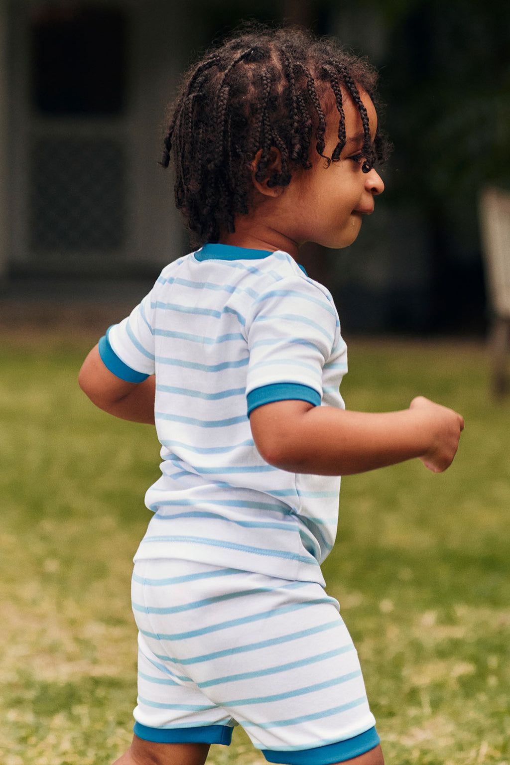 Kids Shorts Set in Salt Spray Anchor Stripe - Main Image 2