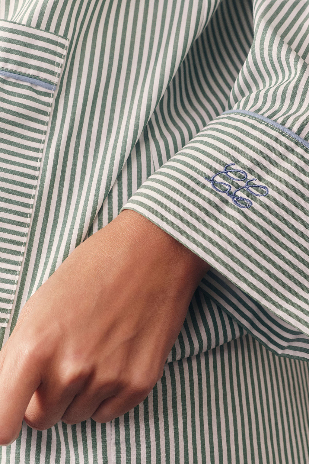 Poplin Piped Long-Short Set in Palm Riviera Stripe - Main Image 3