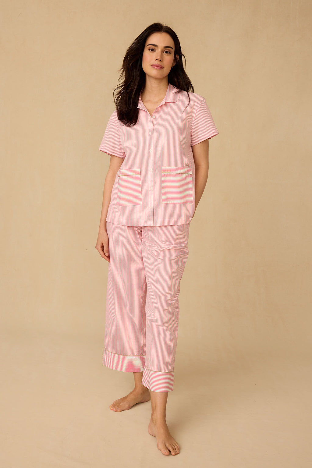 Poplin Piped Short-Long Set in Gelato Riviera Stripe - Main Image 2