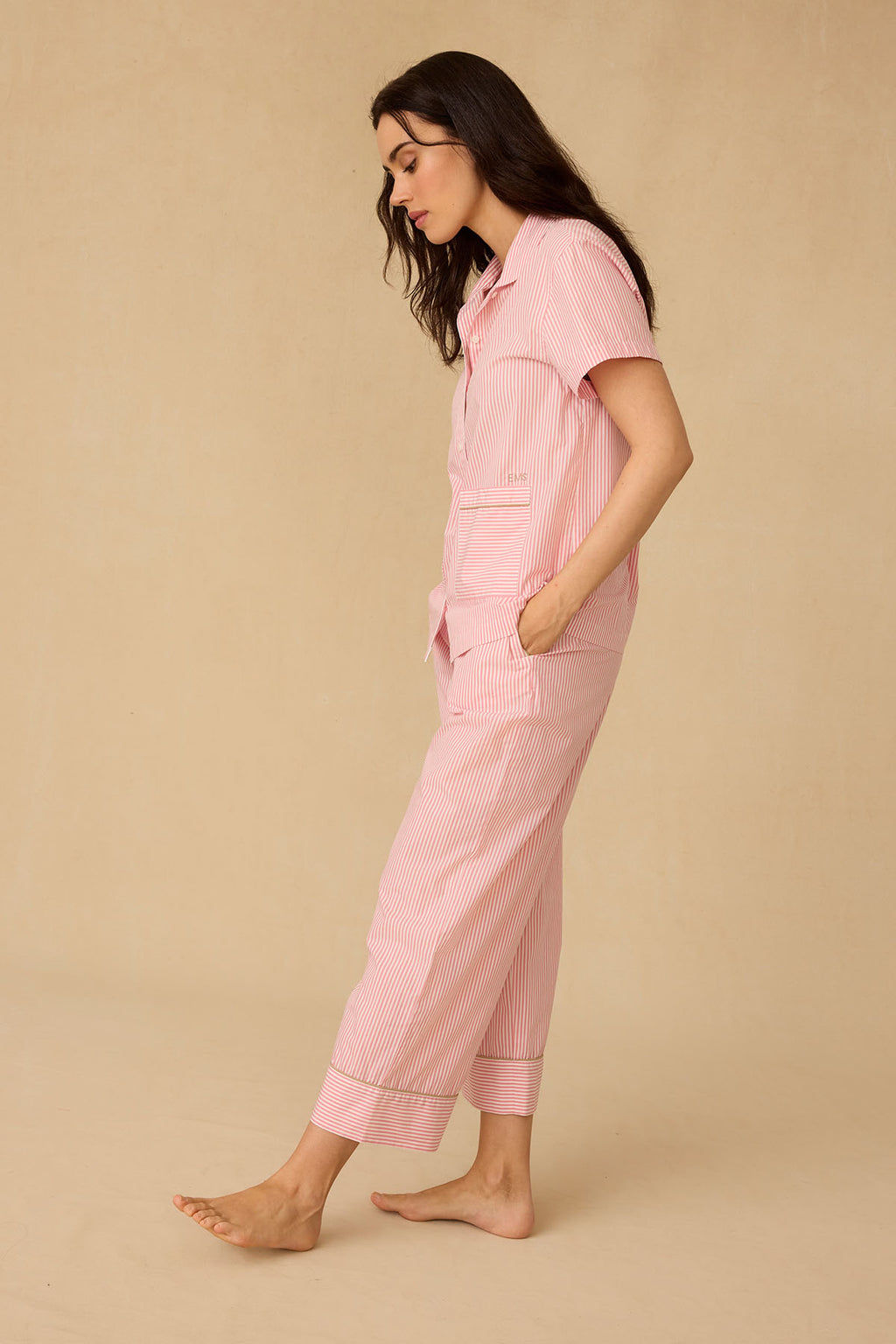 Poplin Piped Short-Long Set in Gelato Riviera Stripe - Main Image 4