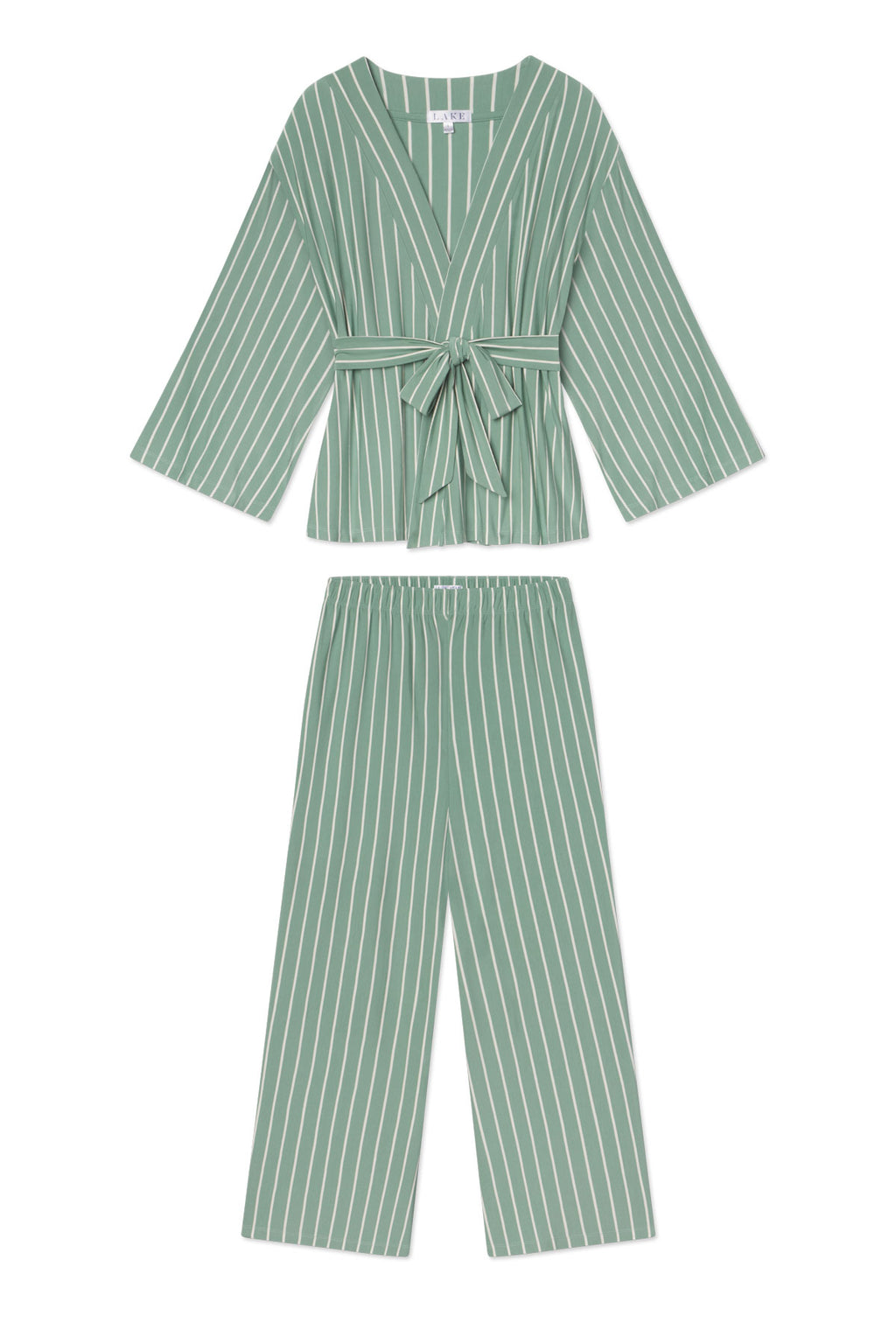 DreamModal Kimono Pajama Set in Boxwood Vertical Stripe - Featured Image 4