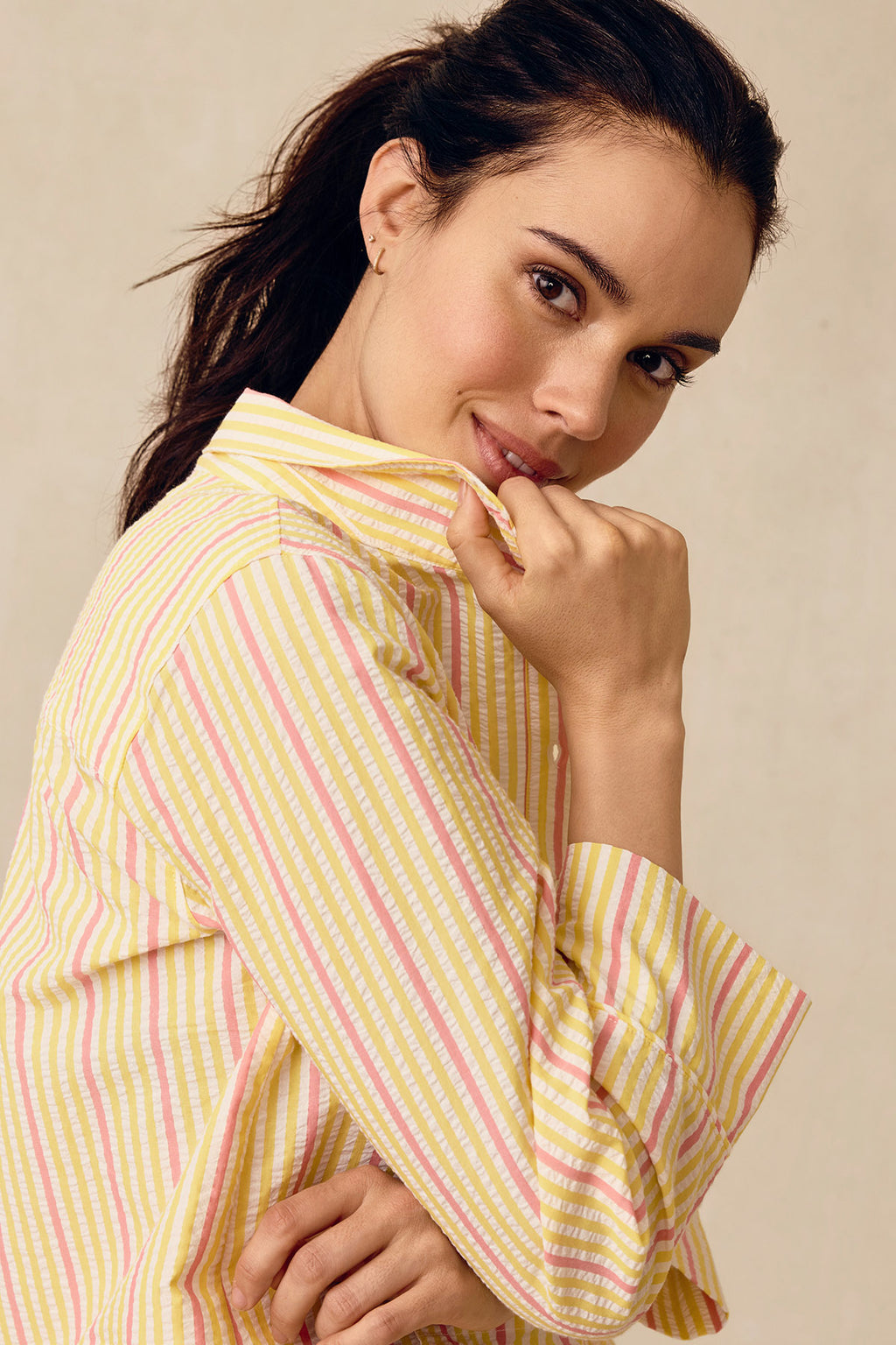 Georgie Pocket Shorts Set in Zest Coastline Seersucker - Main Image 3