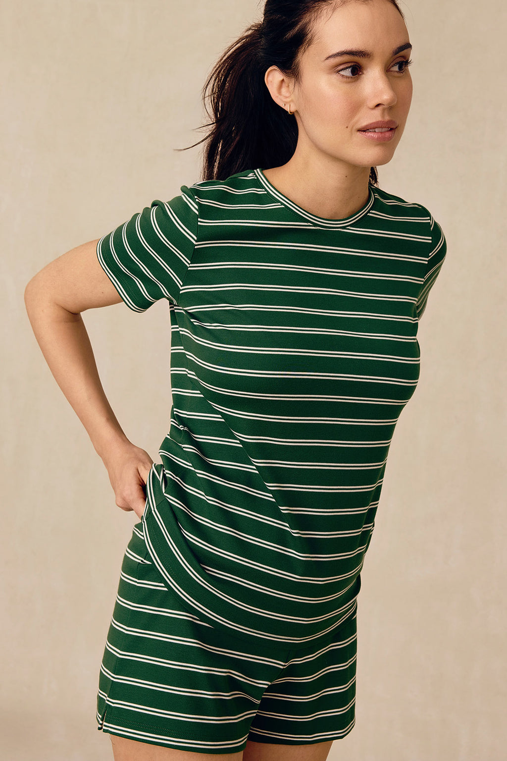 Pima Crew Shorts Set in Eden Tidal Stripe - Main Image 1