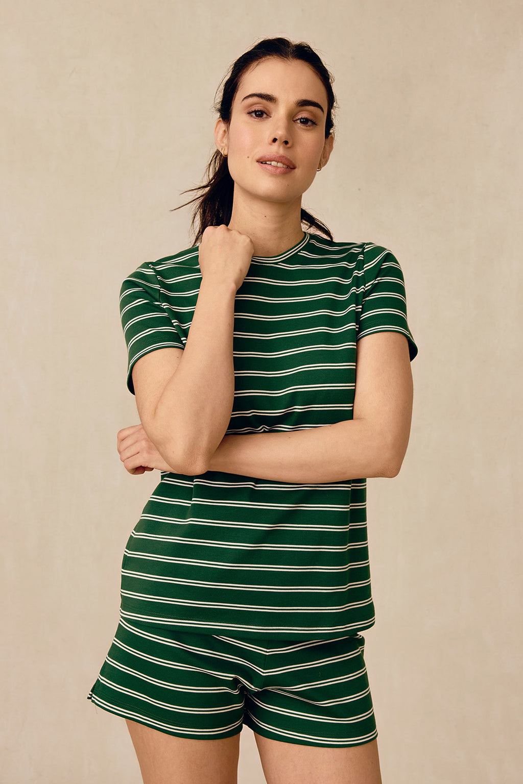 Pima Crew Shorts Set in Eden Tidal Stripe - Main Image 3