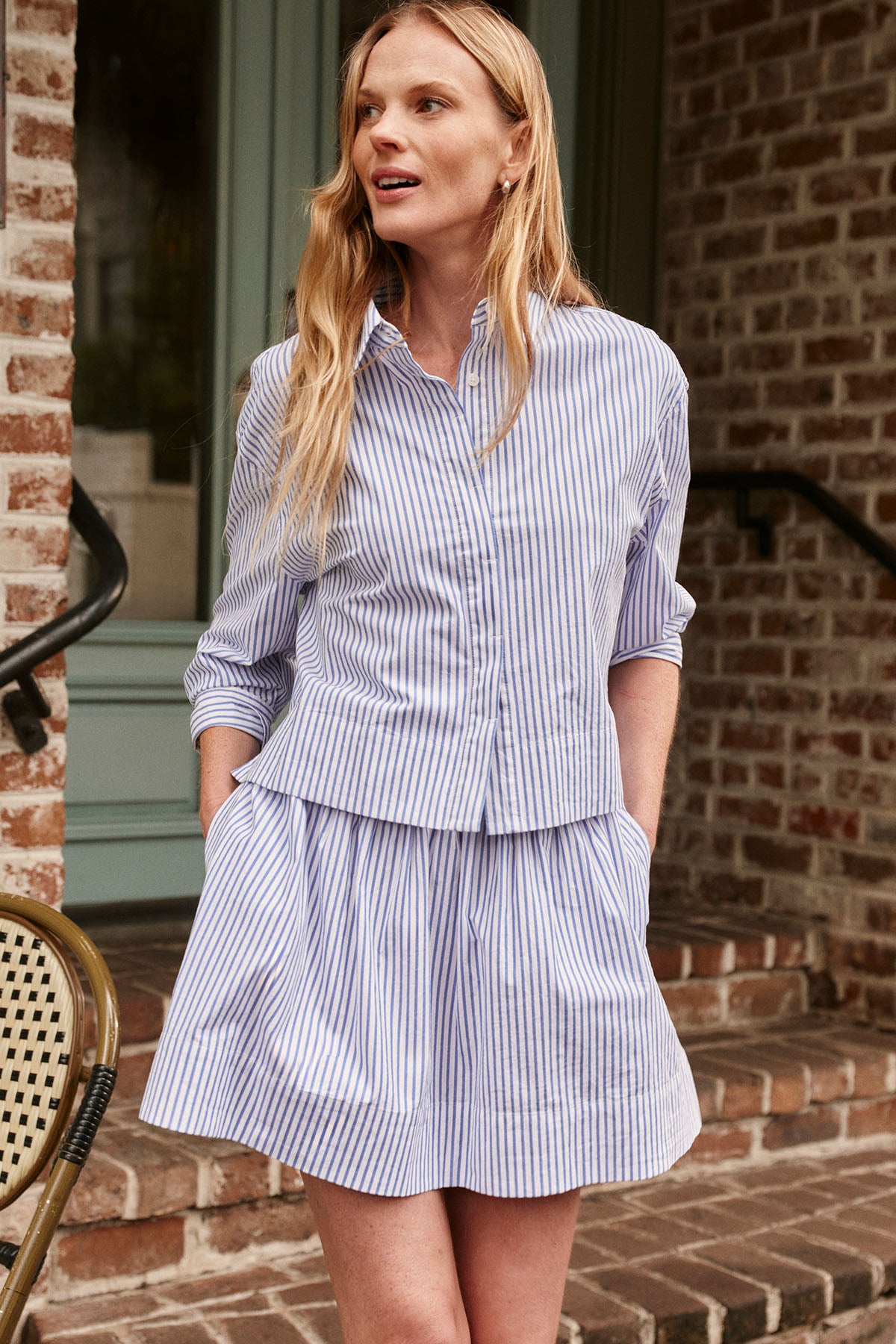 LAKE | Women | Daywear | Diver Blue Bengal Stripe Switch Skirt Set