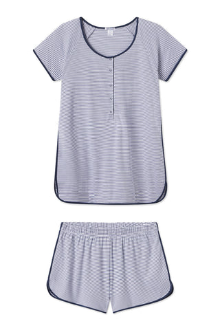 LAKE | Women | Pima Cotton Pajamas | Navy Maternity Shorts Set