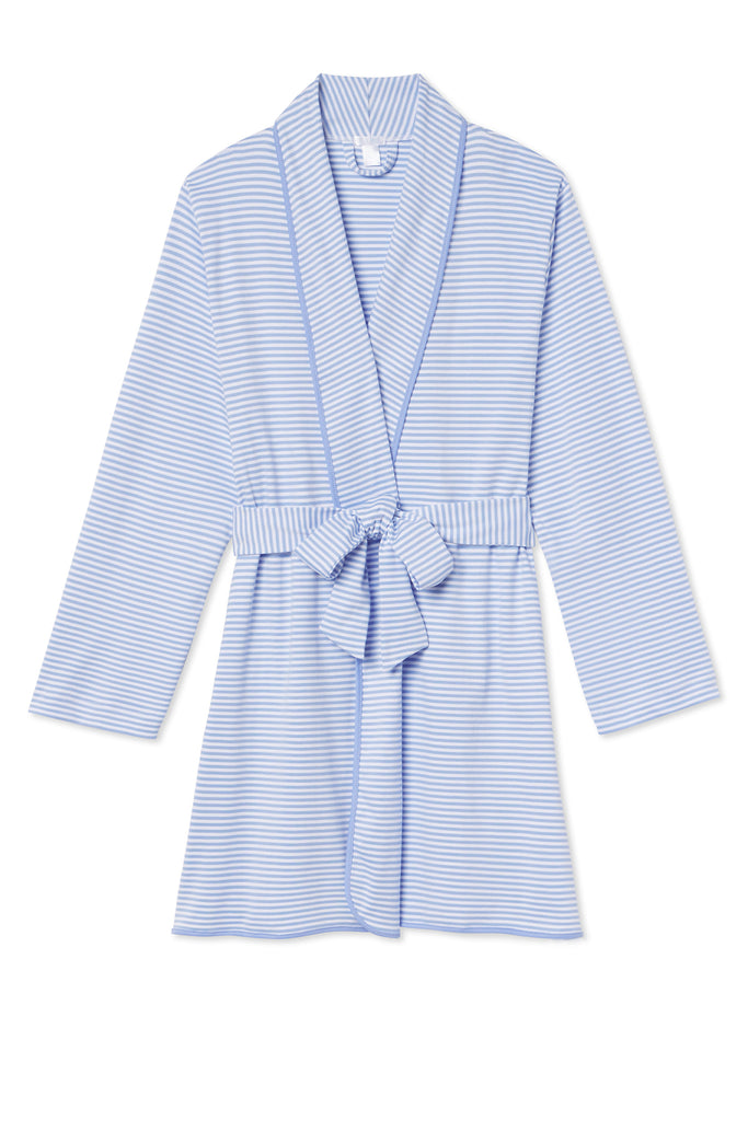Lake Pajama Pima Short Robe in Hydrangea — S