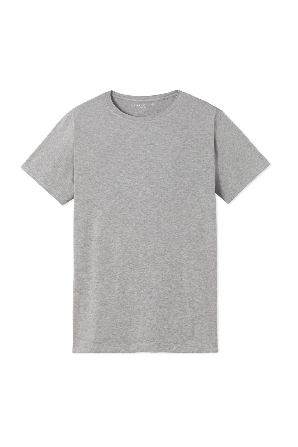 The Mens Short Sleeve Bamboo Tee in Heather Gray is laid flat against a white background.