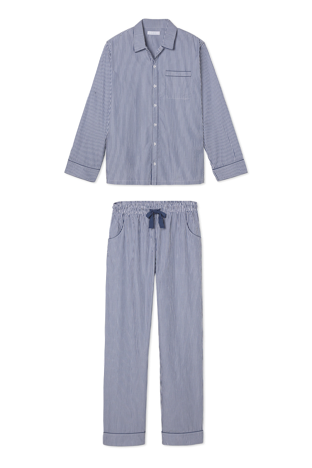 Men's Poplin Pajama smooth with a subtle pattern in colour blue.